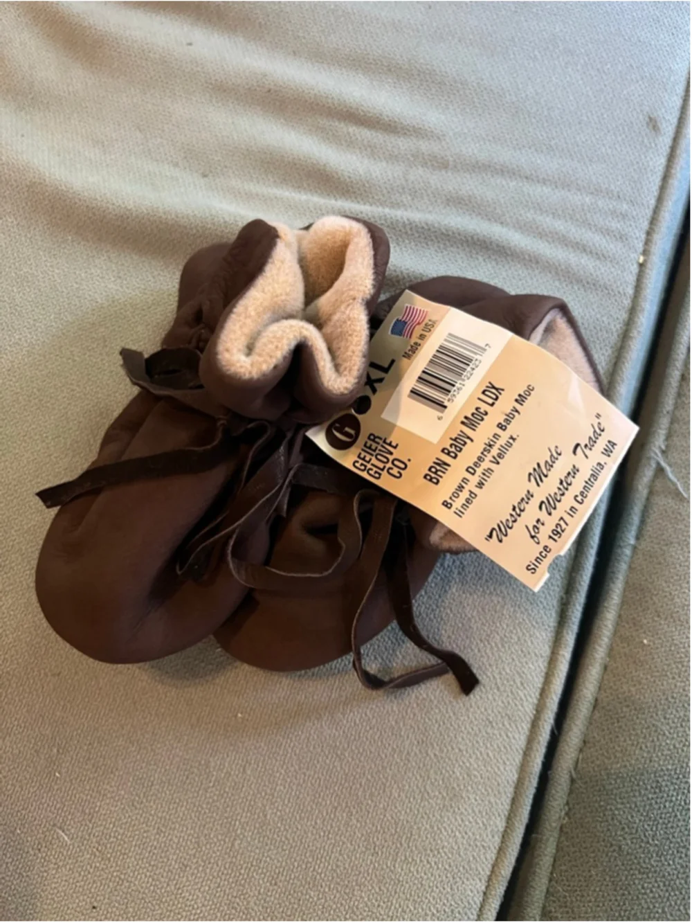 Baby Geier Glove Co. Brown Deerskin Moccasins XL